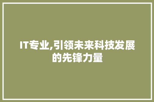 IT专业,引领未来科技发展的先锋力量
