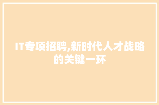 IT专项招聘,新时代人才战略的关键一环