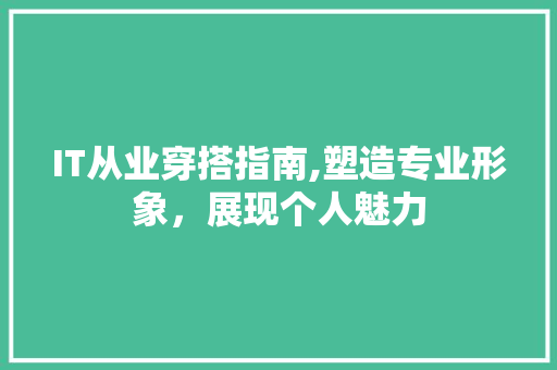 IT从业穿搭指南,塑造专业形象，展现个人魅力
