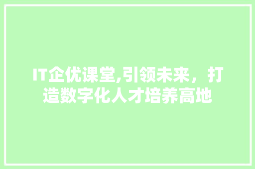 IT企优课堂,引领未来，打造数字化人才培养高地