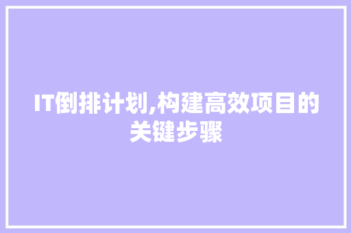 IT倒排计划,构建高效项目的关键步骤