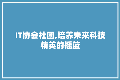 IT协会社团,培养未来科技精英的摇篮