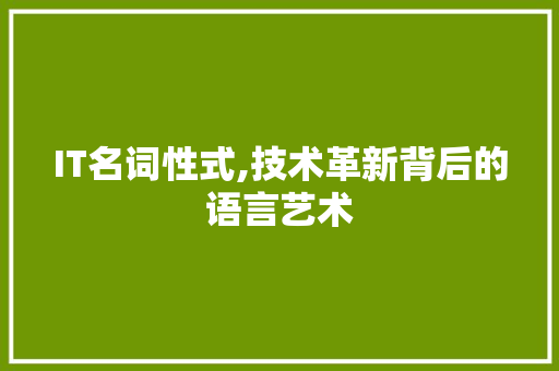 IT名词性式,技术革新背后的语言艺术