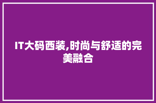 IT大码西装,时尚与舒适的完美融合