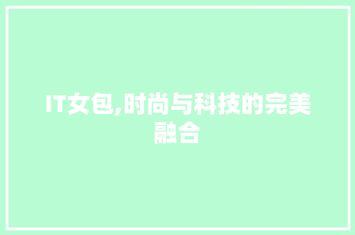 IT女包,时尚与科技的完美融合