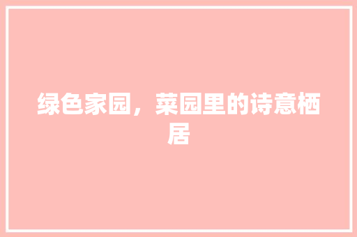 绿色家园，菜园里的诗意栖居