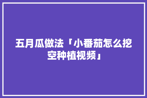 五月瓜做法「小番茄怎么挖空种植视频」 五月瓜做法「小番茄怎么挖空种植视频」 植物种类
