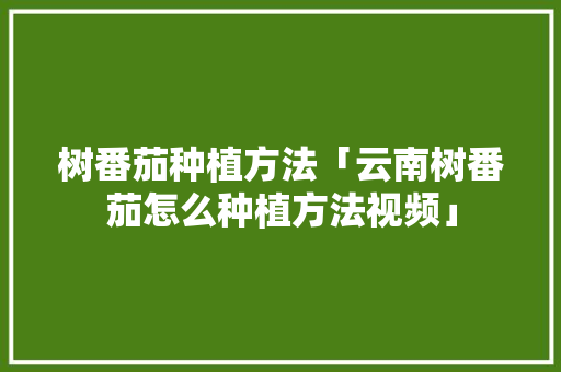 树番茄种植方法「云南树番茄怎么种植方法视频」 树番茄种植方法「云南树番茄怎么种植方法视频」 农业常识