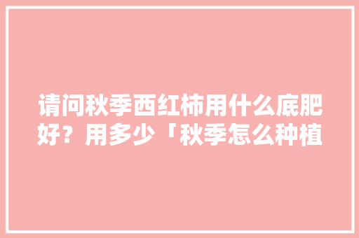 请问秋季西红柿用什么底肥好?用多少「秋季怎么种植番茄种子呢视频」 农业常识 请问秋季西红柿用什么底肥好?用多少「秋季怎么种植番茄种子呢视频」 请问秋季西红柿用什么底肥好?用多少「秋季怎么种植番茄种子呢视频」 农业常识