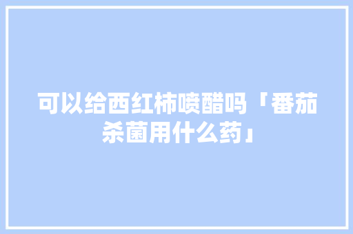 可以给西红柿喷醋吗「番茄杀菌用什么药」