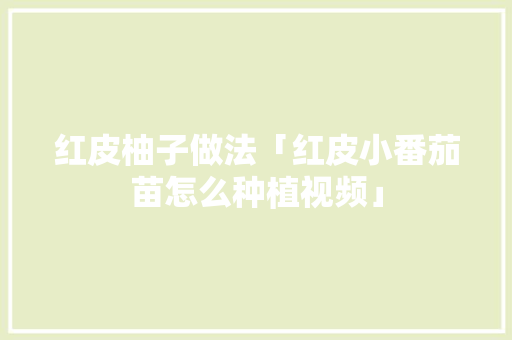 红皮柚子做法「红皮小番茄苗怎么种植视频」 红皮柚子做法「红皮小番茄苗怎么种植视频」 花朵知识