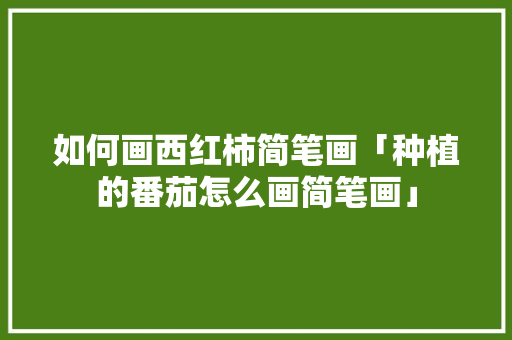 如何画西红柿简笔画「种植的番茄怎么画简笔画」 如何画西红柿简笔画「种植的番茄怎么画简笔画」 土壤施肥
