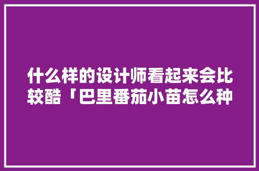 什么样的设计师看起来会比较酷「巴里番茄小苗怎么种植的视频」