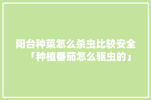 阳台种菜怎么杀虫比较安全「种植番茄怎么驱虫的」 阳台种菜怎么杀虫比较安全「种植番茄怎么驱虫的」 种植技巧