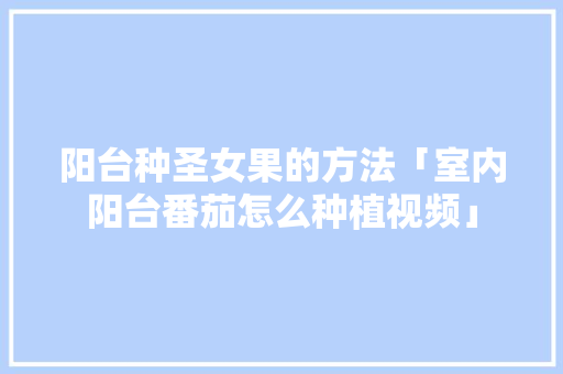 阳台种圣女果的方法「室内阳台番茄怎么种植视频」 阳台种圣女果的方法「室内阳台番茄怎么种植视频」 农业常识
