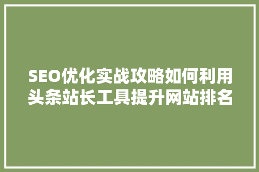 SEO优化实战攻略如何利用头条站长工具提升网站排名 花朵知识