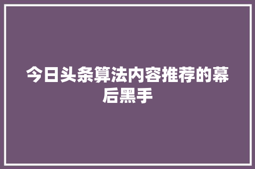 今日头条算法内容推荐的幕后黑手 土壤施肥