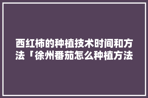 西红柿的种植技术时间和方法「徐州番茄怎么种植方法视频」 番茄病虫害防治 西红柿的种植技术时间和方法「徐州番茄怎么种植方法视频」 西红柿的种植技术时间和方法「徐州番茄怎么种植方法视频」 番茄病虫害防治