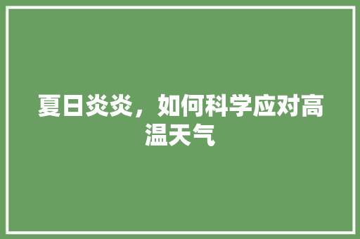 夏日炎炎，如何科学应对高温天气