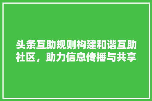 头条互助规则构建和谐互助社区，助力信息传播与共享