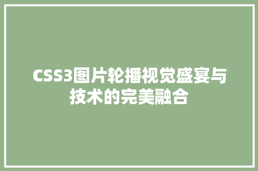 CSS3图片轮播视觉盛宴与技术的完美融合