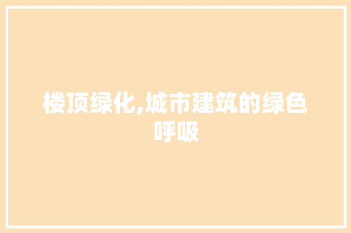 楼顶绿化,城市建筑的绿色呼吸