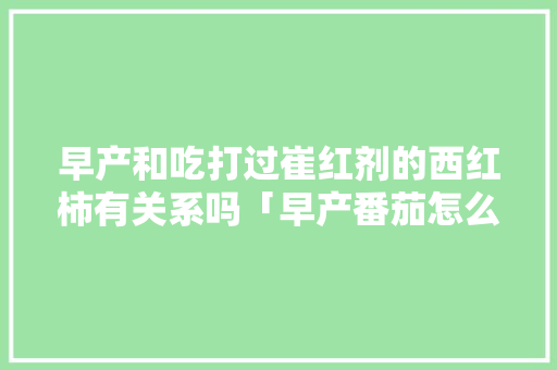 早产和吃打过崔红剂的西红柿有关系吗「早产番茄怎么种植视频」 早产和吃打过崔红剂的西红柿有关系吗「早产番茄怎么种植视频」 番茄病虫害防治