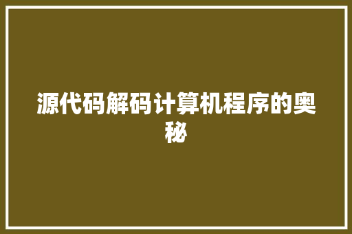 源代码解码计算机程序的奥秘
