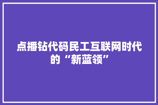 点播钻代码民工互联网时代的“新蓝领”