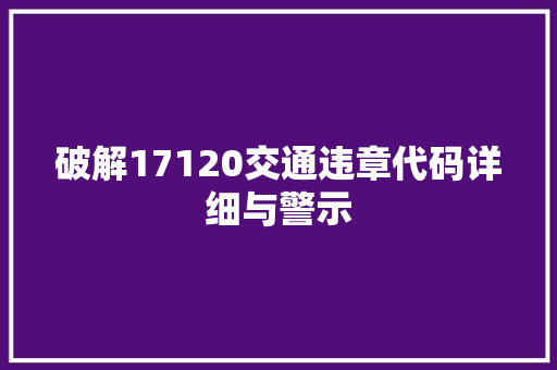 破解17120交通违章代码详细与警示