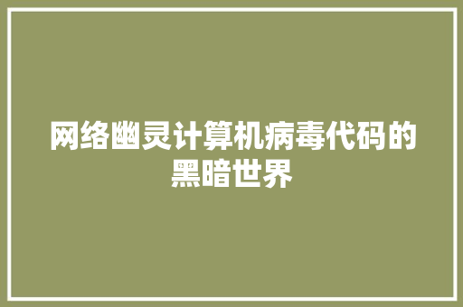 网络幽灵计算机病毒代码的黑暗世界