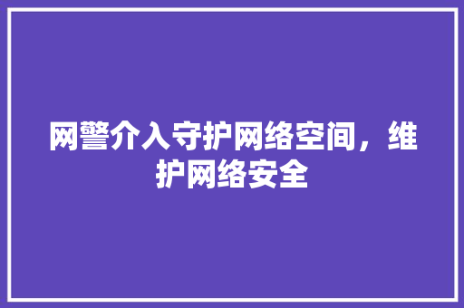 网警介入守护网络空间，维护网络安全