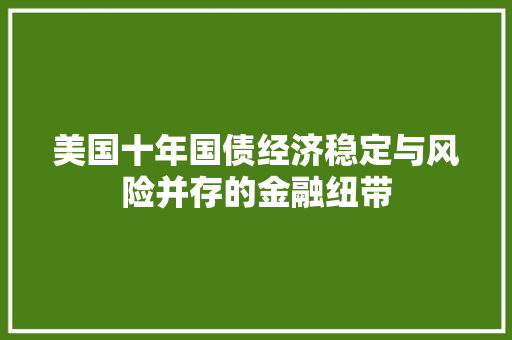 美国十年国债经济稳定与风险并存的金融纽带