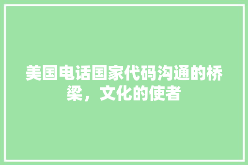 美国电话国家代码沟通的桥梁，文化的使者