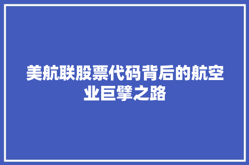 美航联股票代码背后的航空业巨擘之路