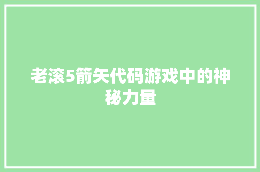 老滚5箭矢代码游戏中的神秘力量