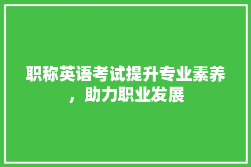 职称英语考试提升专业素养，助力职业发展