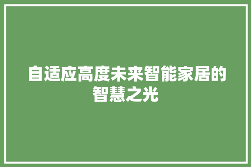 自适应高度未来智能家居的智慧之光