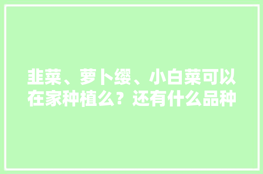韭菜、萝卜缨、小白菜可以在家种植么？还有什么品种可以在家种植「香菜蔬菜种植技巧视频教程」 韭菜、萝卜缨、小白菜可以在家种植么？还有什么品种可以在家种植「香菜蔬菜种植技巧视频教程」 种植技巧