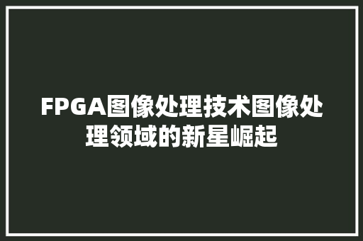 FPGA图像处理技术图像处理领域的新星崛起 花朵知识