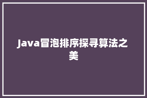 Java冒泡排序探寻算法之美