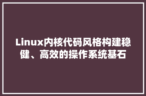 Linux内核代码风格构建稳健、高效的操作系统基石