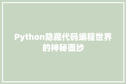Python隐藏代码编程世界的神秘面纱