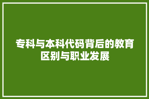 专科与本科代码背后的教育区别与职业发展