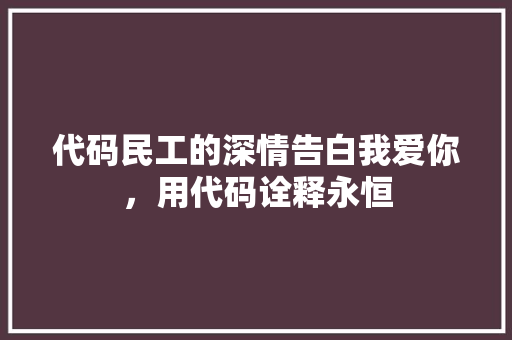 代码民工的深情告白我爱你，用代码诠释永恒