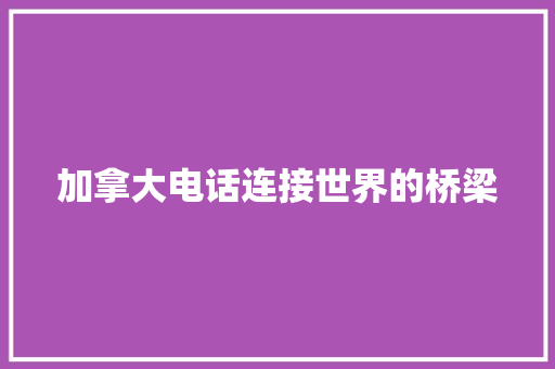 加拿大电话连接世界的桥梁
