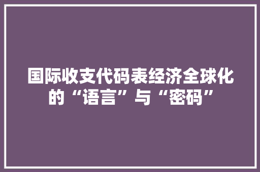 国际收支代码表经济全球化的“语言”与“密码”