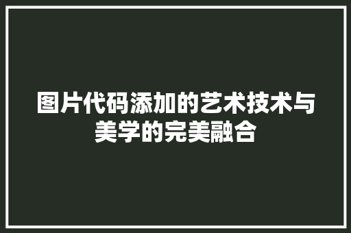 图片代码添加的艺术技术与美学的完美融合