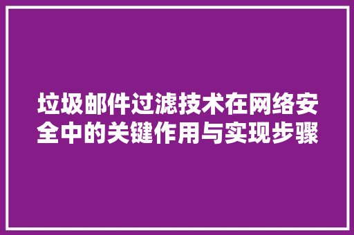 垃圾邮件过滤技术在网络安全中的关键作用与实现步骤