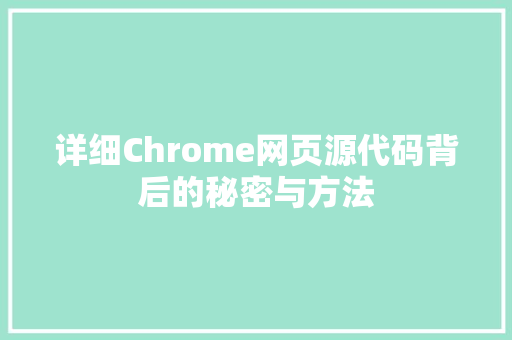 详细Chrome网页源代码背后的秘密与方法